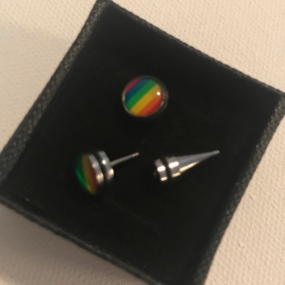 Pierced earings 🌈 rainbow 'pho' plug with spike - Picture 4 of 6